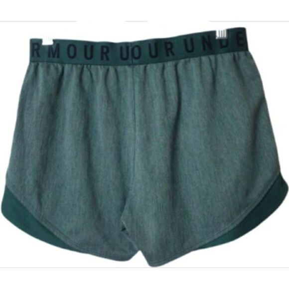 Under Armour Womens Shorts S Play Up 3.0 HeatGear Green Loose Fit Gym Running - Picture 2 of 6